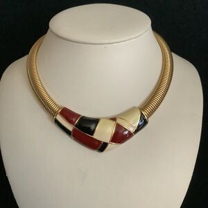 Vintage color enamel omega necklace.